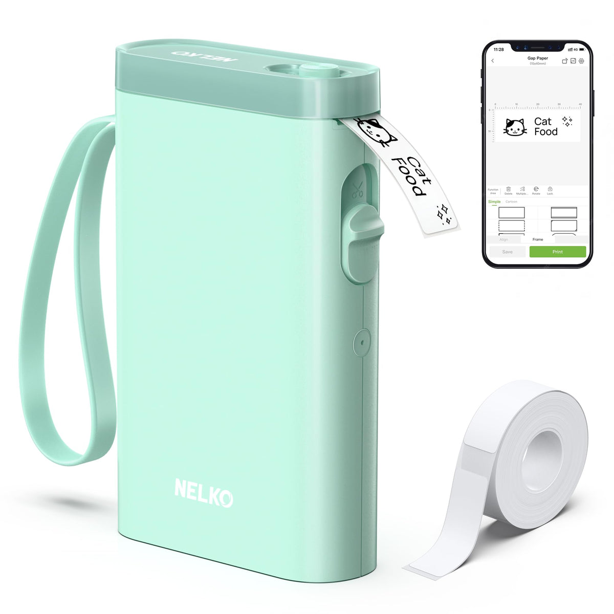 Nelko Label Maker P21 Portable Bluetooth Sticker Printer with Tape, Black
