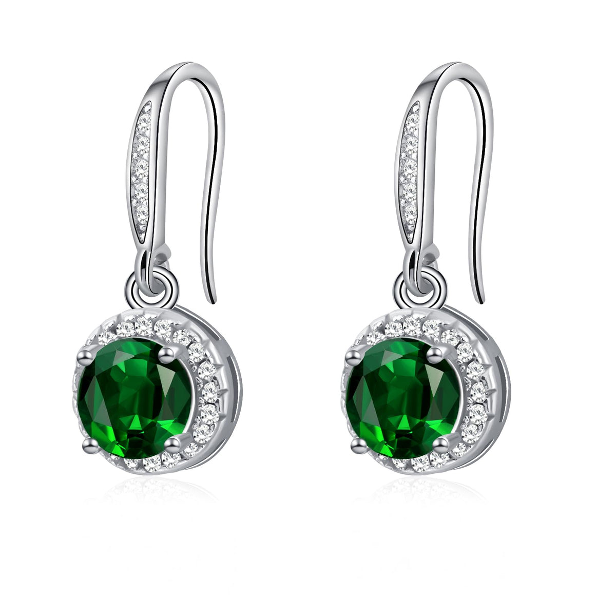 Birthstone Drop Earrings for Women, Silver Plated Dangle Earrings