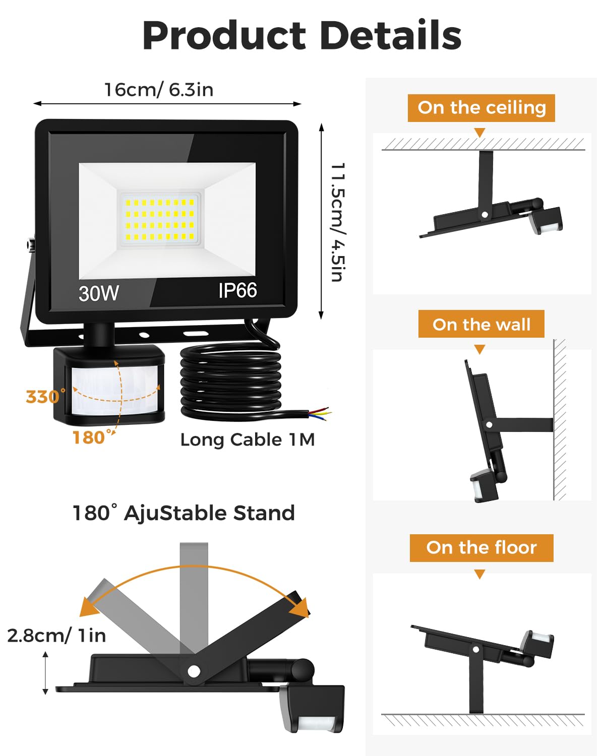 vighep Security Lights Outdoor Motion Sensor, 100W Led Pir Floodlight with Remote Control, 6500K Cold White IP66 Waterproof Outside Wall Light Mains Powered for Garage Backyard Garden Doorway