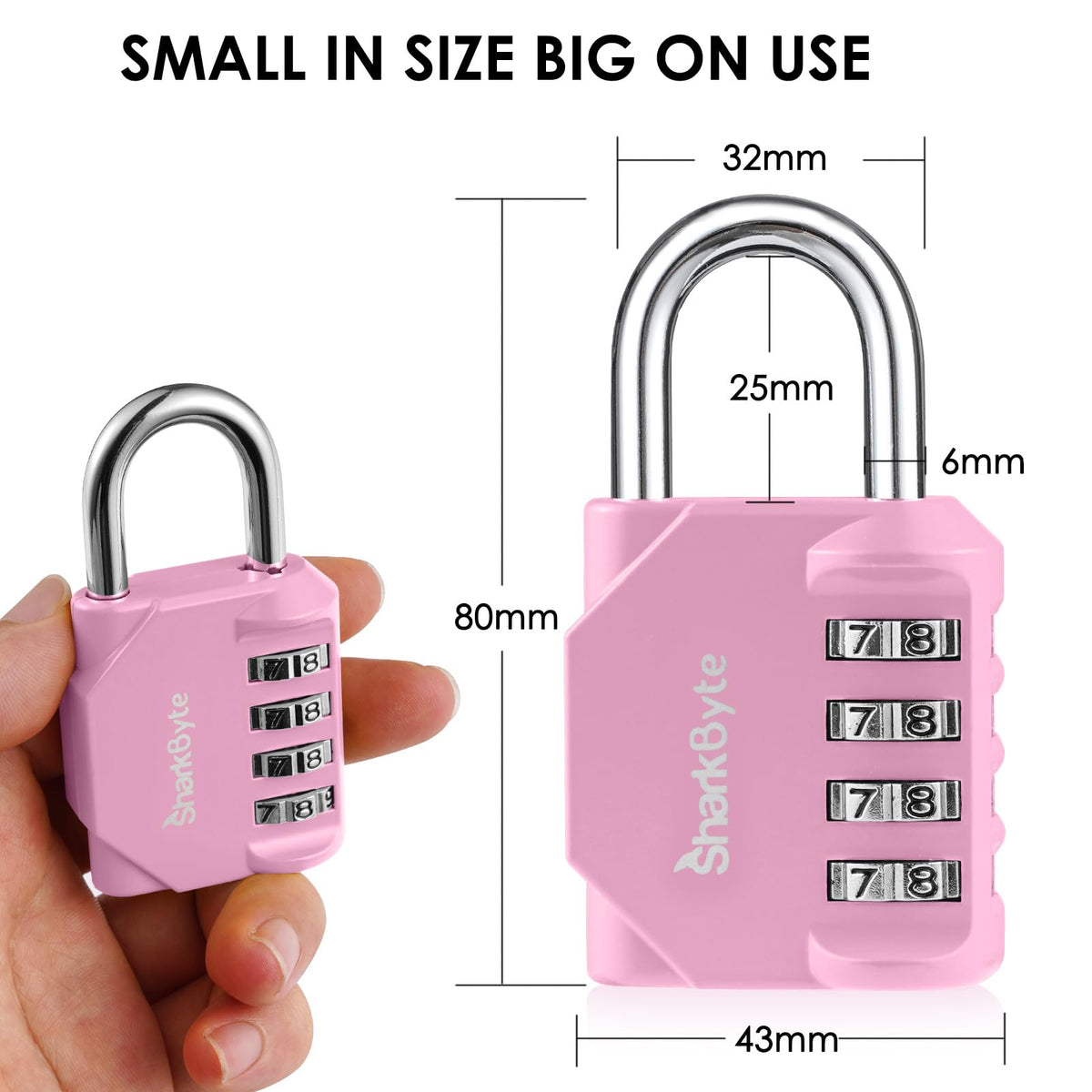 SharkByte Heavy Duty Combination Padlock – 4-Digit Weatherproof Outdoor Lock with Stainless Steel Shackle, Anti-Rust Resettable Code for Gym, School, Locker, Shed, Toolbox, Gate & Warehouse - Red