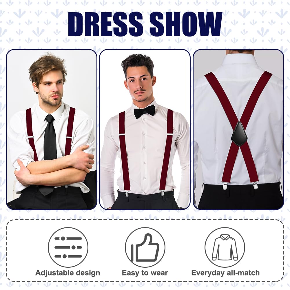 Aomig Mens Braces, Mens Suspenders with Strong Metal Clips, 3.5cm Wide Heavy Duty Suspenders for Men Women Business Wedding Casual