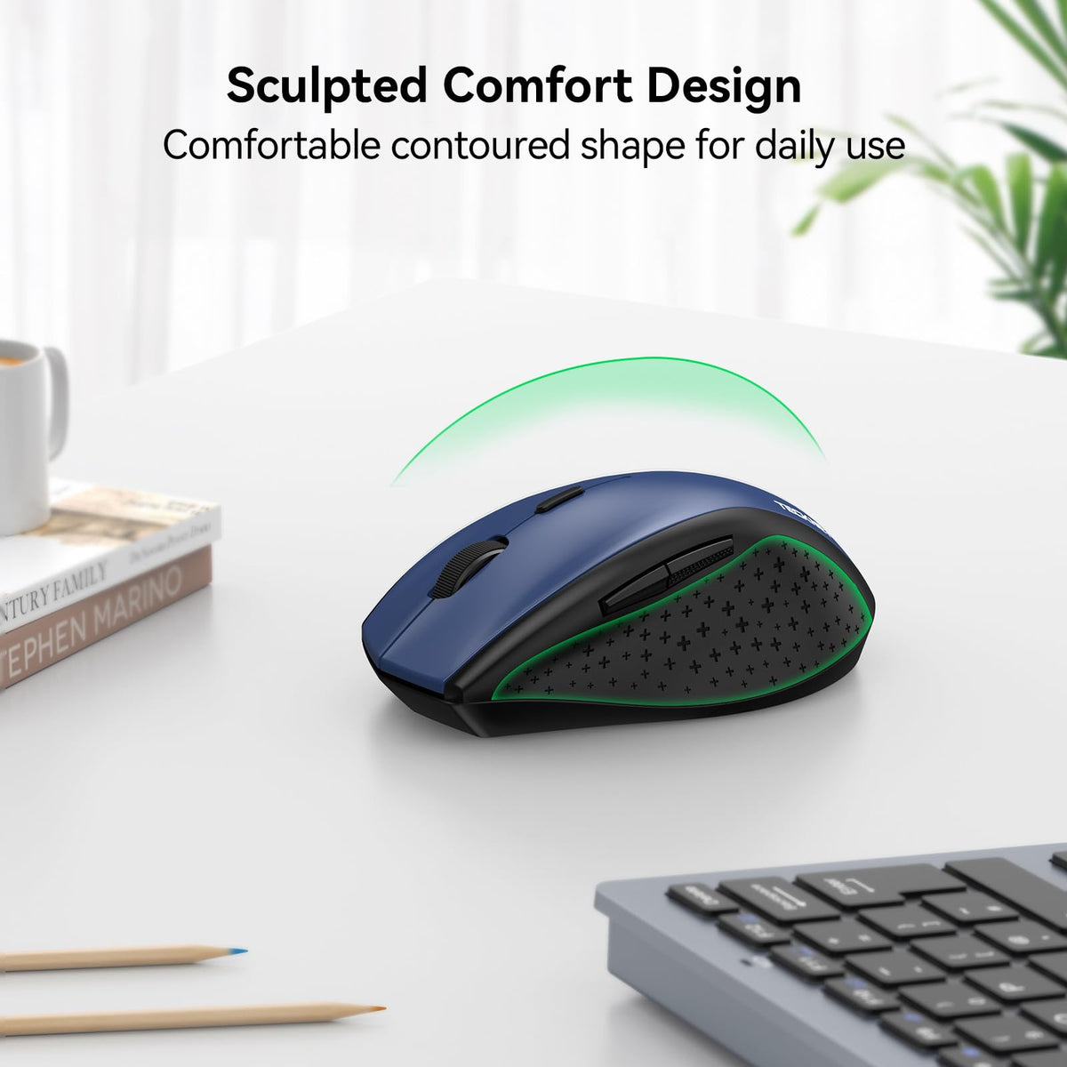 TECKNET Wireless Mouse for Laptop, 4800 DPI Optical Computer Mice with 6 Adjustable Levels, 30 Months Long Battery Life 2.4G Cordless USB Silent Mouse for Notebook, PC, Office Home Work -Grey