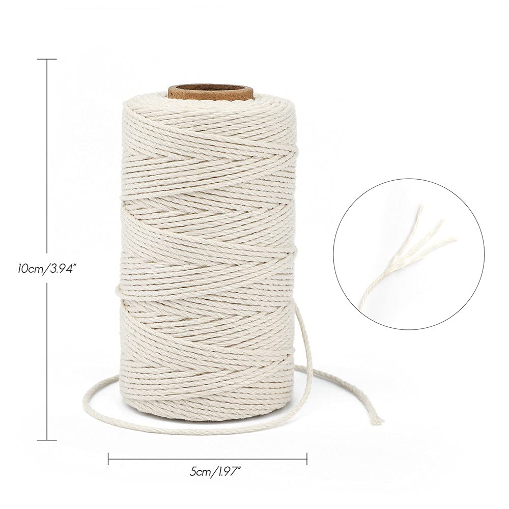 jijAcraft 4MM White Macrame Cord: 100M Cotton String Twine for Crafts