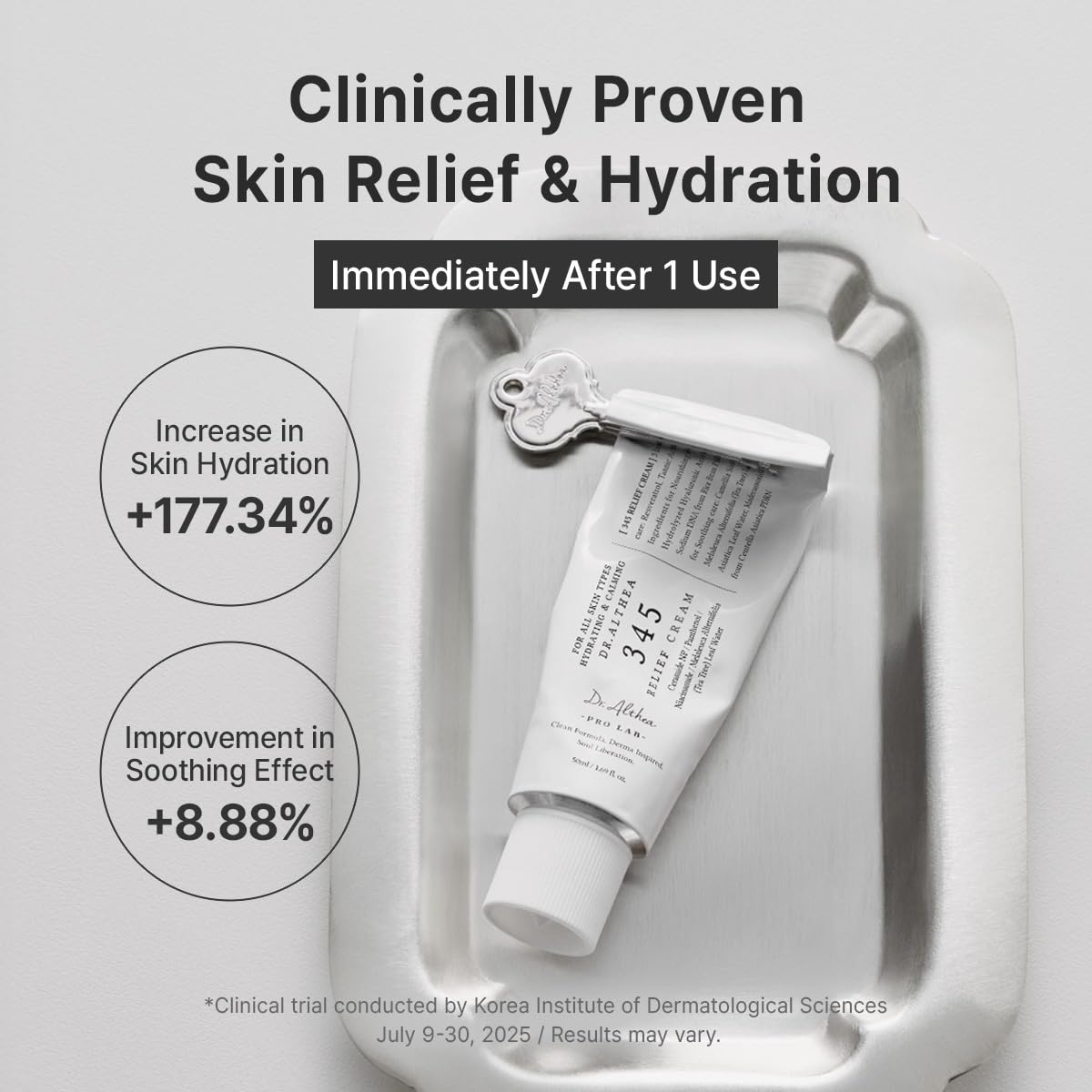 Dr.Althea 345 Relief Cream | PDRN & Hyaluronic Acid for Hydration, Blemish Care | Post-Acne Face Moisturizer with Centella & Niacinamide | Korean Vegan Skincare, 50ml