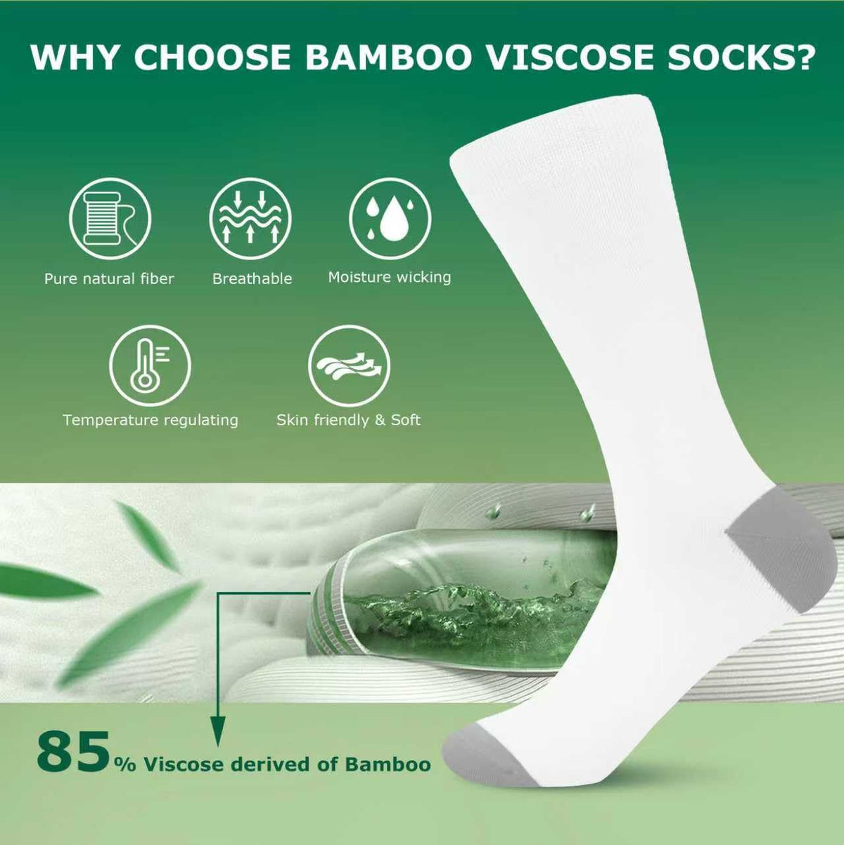 WeciBor Men's Bamboo Seamless Socks 6/12 Pack
