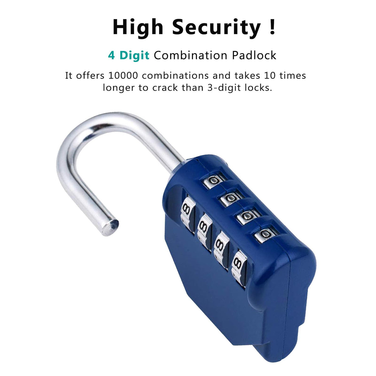 ZHEGE Combination Padlock, 4 Digit Coded Padlock (Sky Blue)