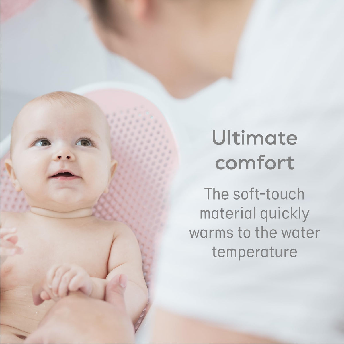 Angelcare Soft Touch Baby Bath Support -Grey- Water Level Indicator, Non-Slip, Comfortable & Safe for Newborns & Infants up to 6 Months