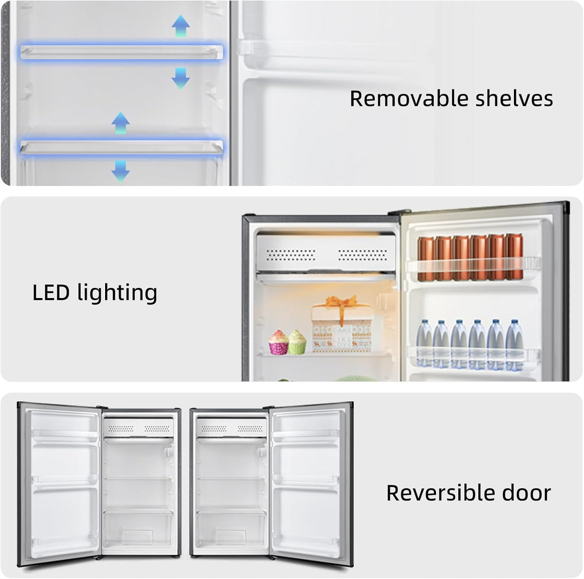 CHiQ 145L Upright Freezer with 4-Star Freezing & Reversible Door Black