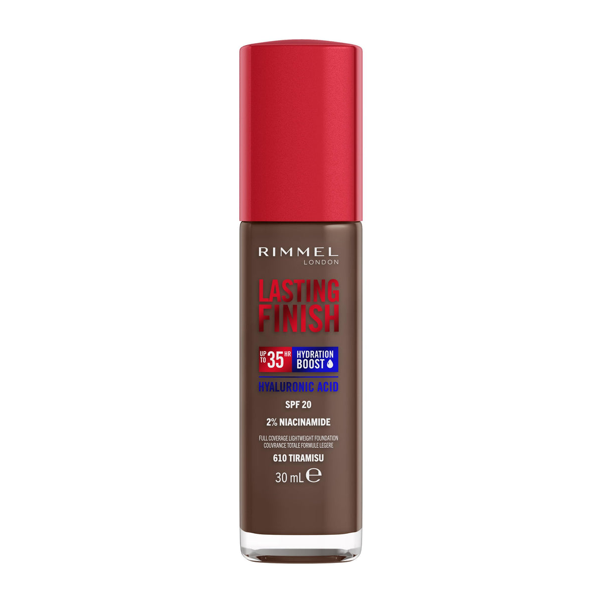 Rimmel Lasting Finish 35Hr Foundation 300 Sand, Full Coverage, Hydrating, SPF20, Hyaluronic Acid, Vitamin E, 2% Niacinamide, All Day Wear, Vegan, Cruelty Free