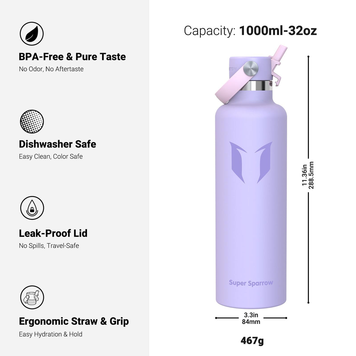 Sparrow Insulated Water Bottle 500ml/750ml/1L/1.2L Metal Drinks Bottle