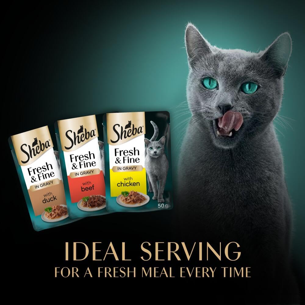 Sheba Cat Wet Food - Fresh and Fine - Cat Pouches Poultry in Gravy - 50 x 50 g Pack