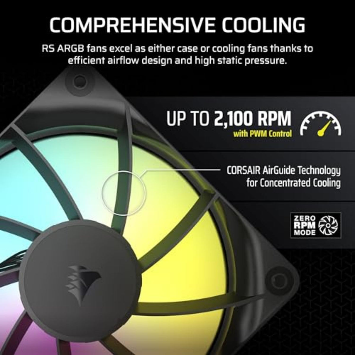 CORSAIR RS120 ARGB 120mm PWM Fans – Daisy-Chain Connection – Low-Noise – Magnetic Dome Bearing – Triple Pack – White