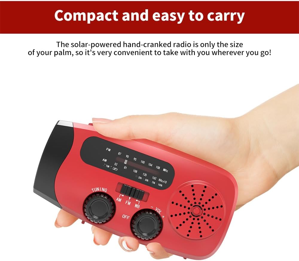 Wind Up Radio, Solar Emergency Radio, Portable Hand Crank Radio Torch