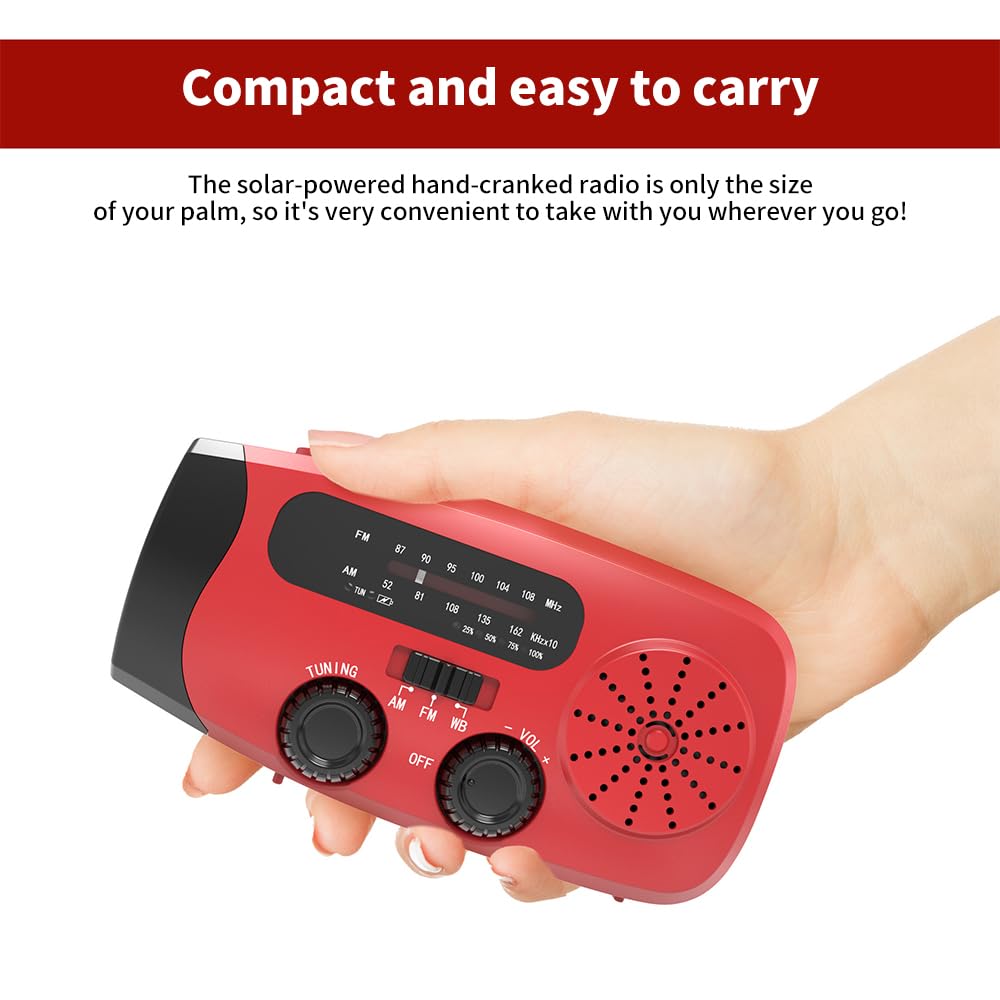 Wind Up Radio, Solar Emergency Radio, Portable Hand Crank Radio Torch