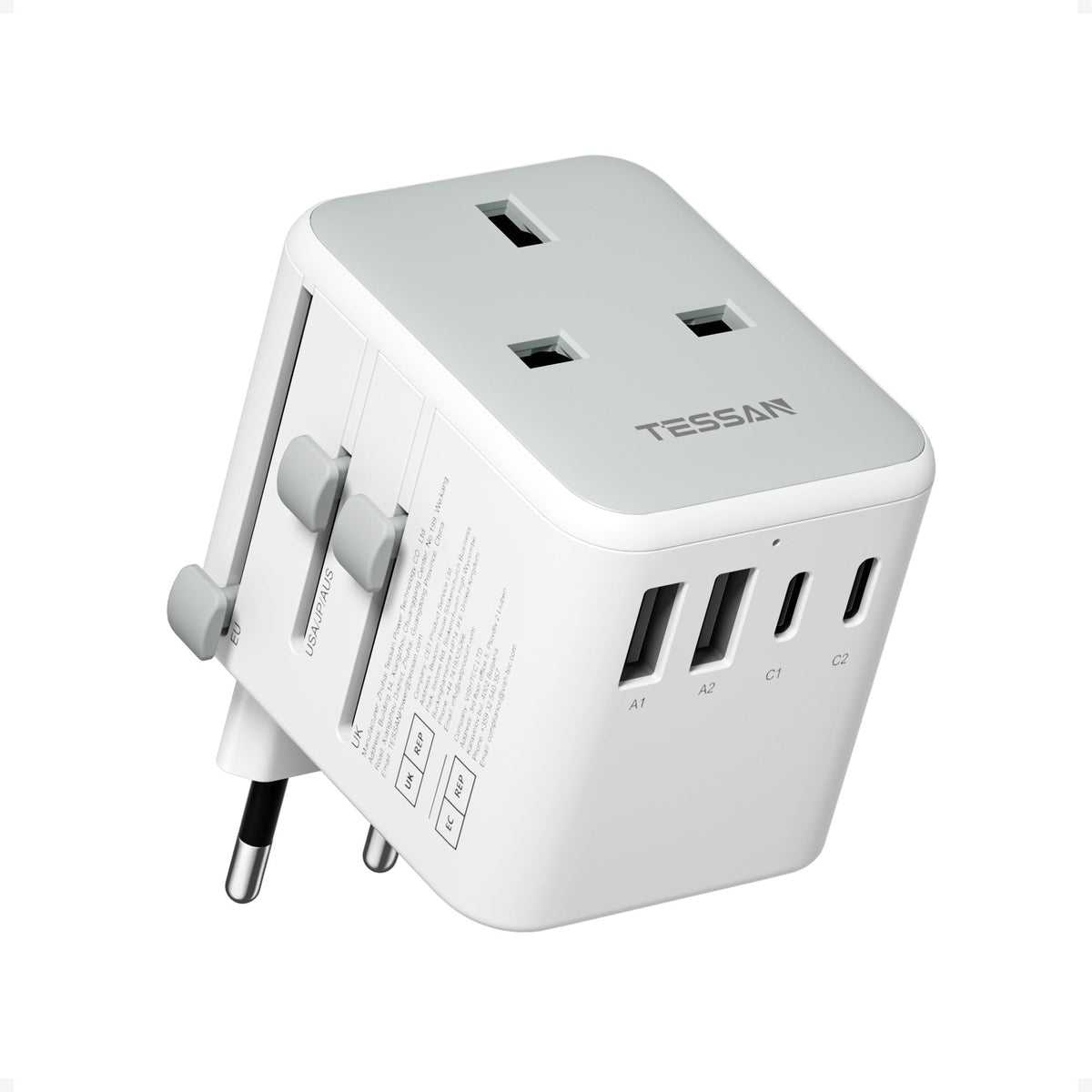 TESSAN Universal Travel Adapter Worldwide with 2 USB C and 2 USB A Ports