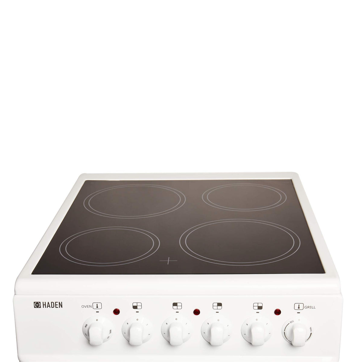 Haden Double Oven 50cm Electric Cooker 4 Zone Ceramic Hob White