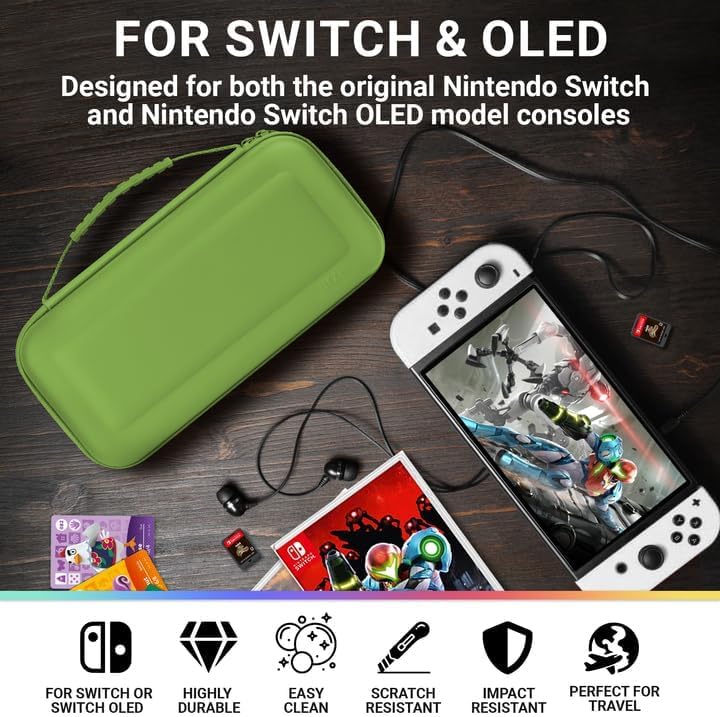 Orzly Carry Case for Nintendo Switch Lite Protective Hard Shell Portable Travel Carry Case with Storage for Accessories & Game Cartridges (Red & White)