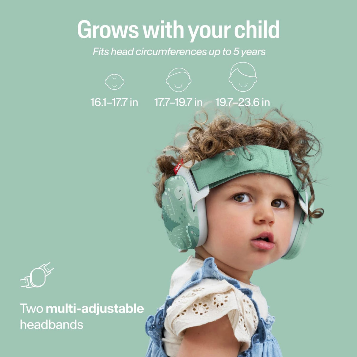 Alpine Muffy Baby Comfort Ear Defenders, Adjustable up to 48 months, Green