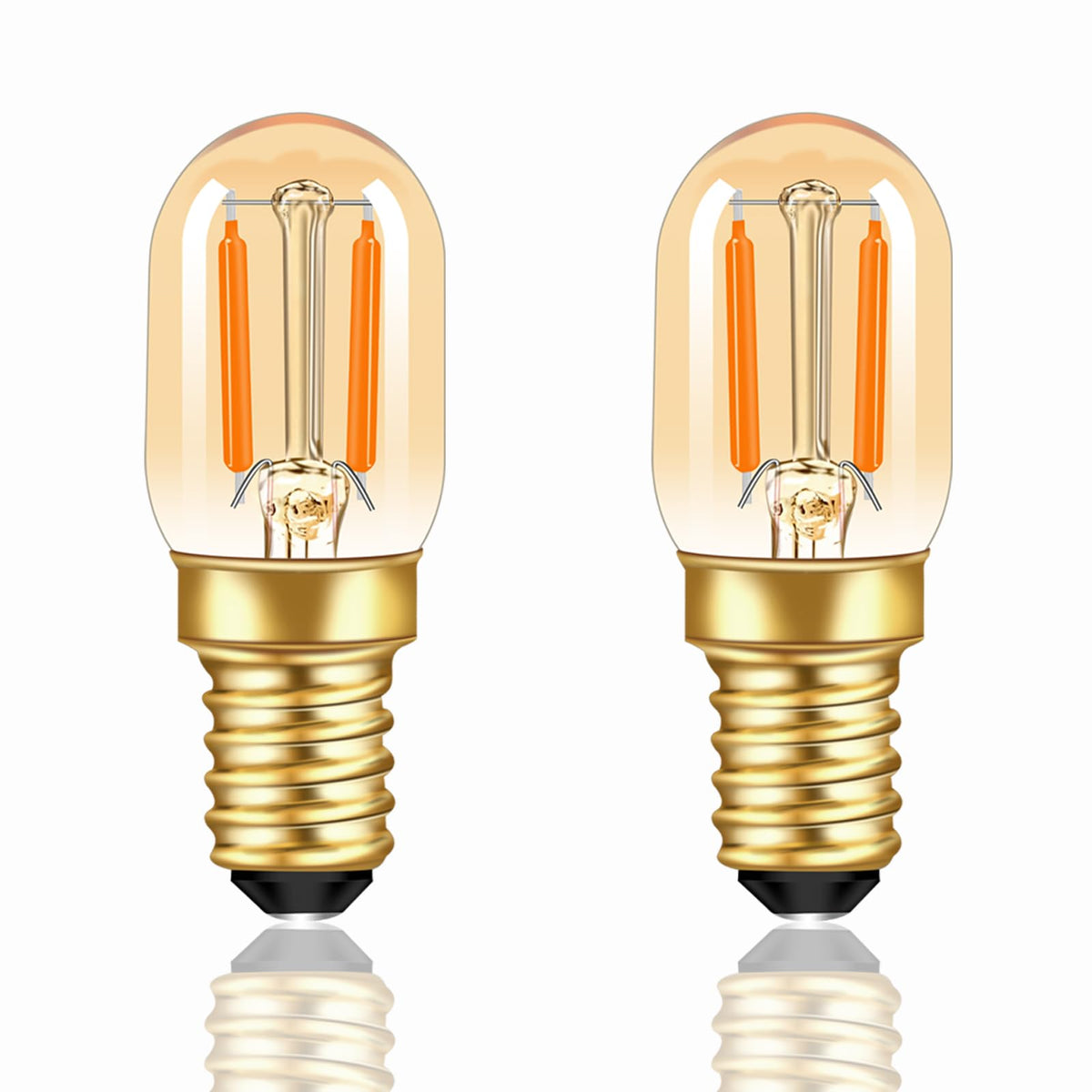 Caldarax 0.5W E14 LED Vintage Night Light Bulb, Mini C7 LED Filament Candle Bulbs Amber Warm White 2200K E14 Orange SES Small Edison Screw Salt Lamp Bulbs, 5W Equivalent, Non Dimmable, 2 Pack