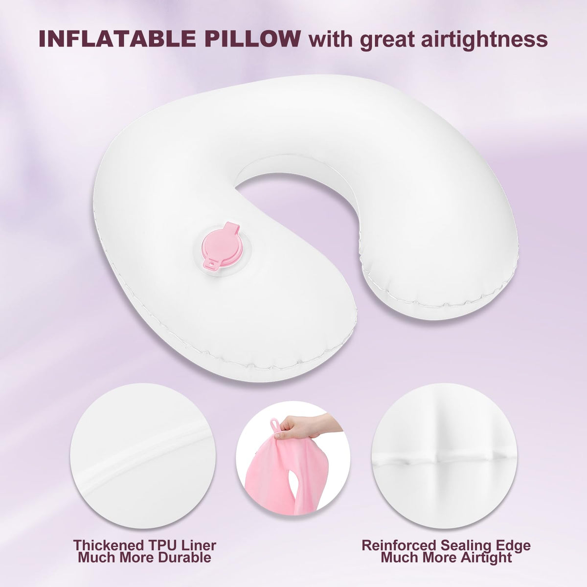 Cirorld Inflatable Travel Pillow, Blow up Neck Pillow for Travel, Lightweight Inflatable Travel Pillow for Airplane with Eye Mask and Earplugs—Travel Essentials for Flying, Grey