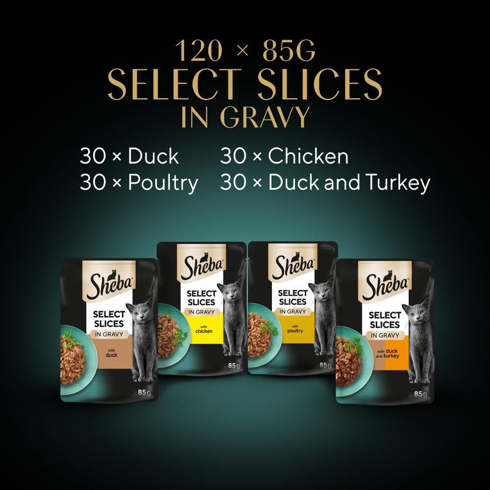 Sheba Select Slices Cat Wet Food - Poultry Selection in Gravy - 40x85g (Pack of 1)