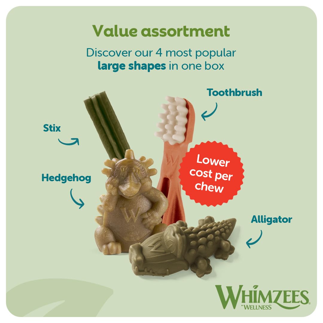 WHIMZEES Variety Box Dental S, 56 Pieces – Mixed Shapes, Size S, Dog Chews for Small Breeds, Natural and Grain Free, Rawhide-Free, Vegetarian, No Added Sugar