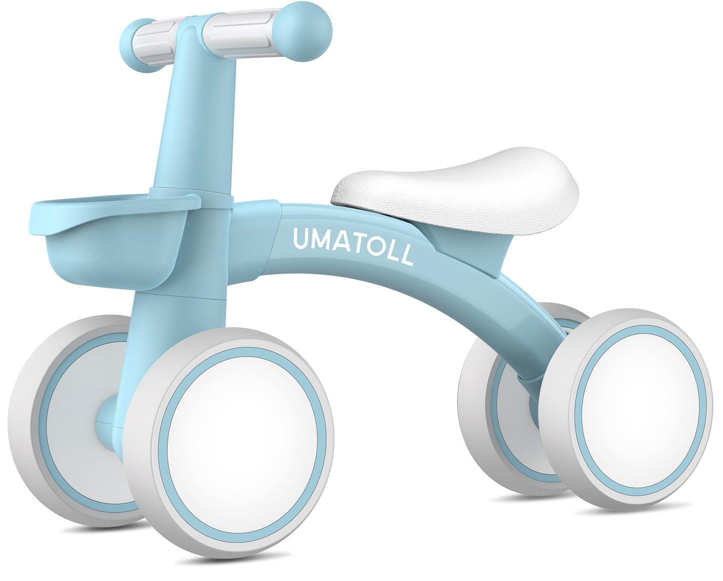 Umatoll Baby Balance Bike for 1 Year Old Boys Girls, 12-24 Months Toddler Balance Bike with Removable Basket, Adjustable Seat, 4 Wheels Infant Bike, First Birthday Gift