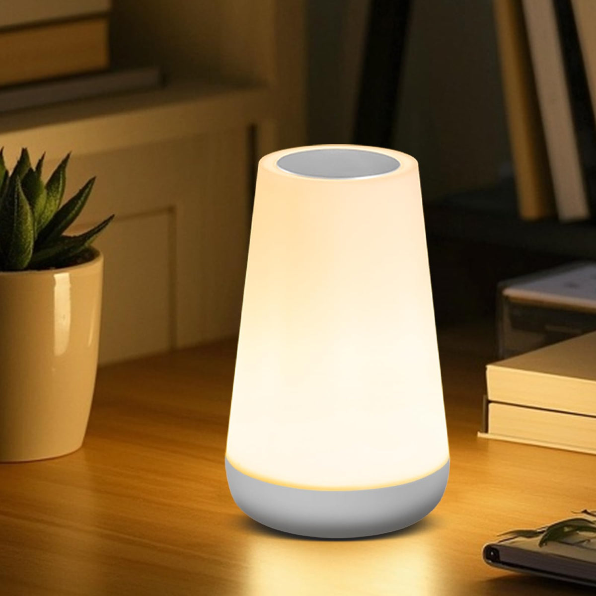 Ledivion Night Light, LED Touch Bedside Table Lamp, RGB Colours Changing, 5 Brightness Level, Timing Function, Dimmable Rechargable Remote Control Light for Bedroom, Living Room