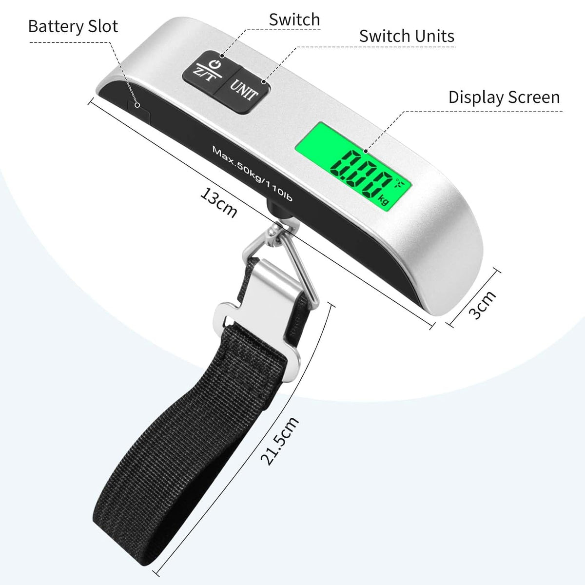 Blendura Luggage Scale, Digital Portable Luggage Weight Scale 110 lb/ 50kg