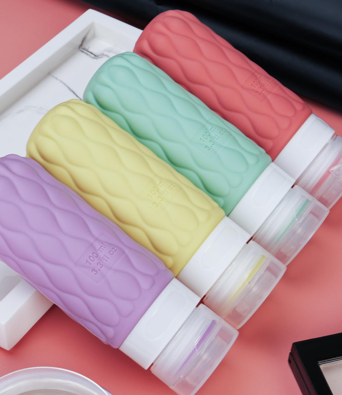 100ml Silicone Travel Bottles for Toiletries for Shampoo and Conditioner