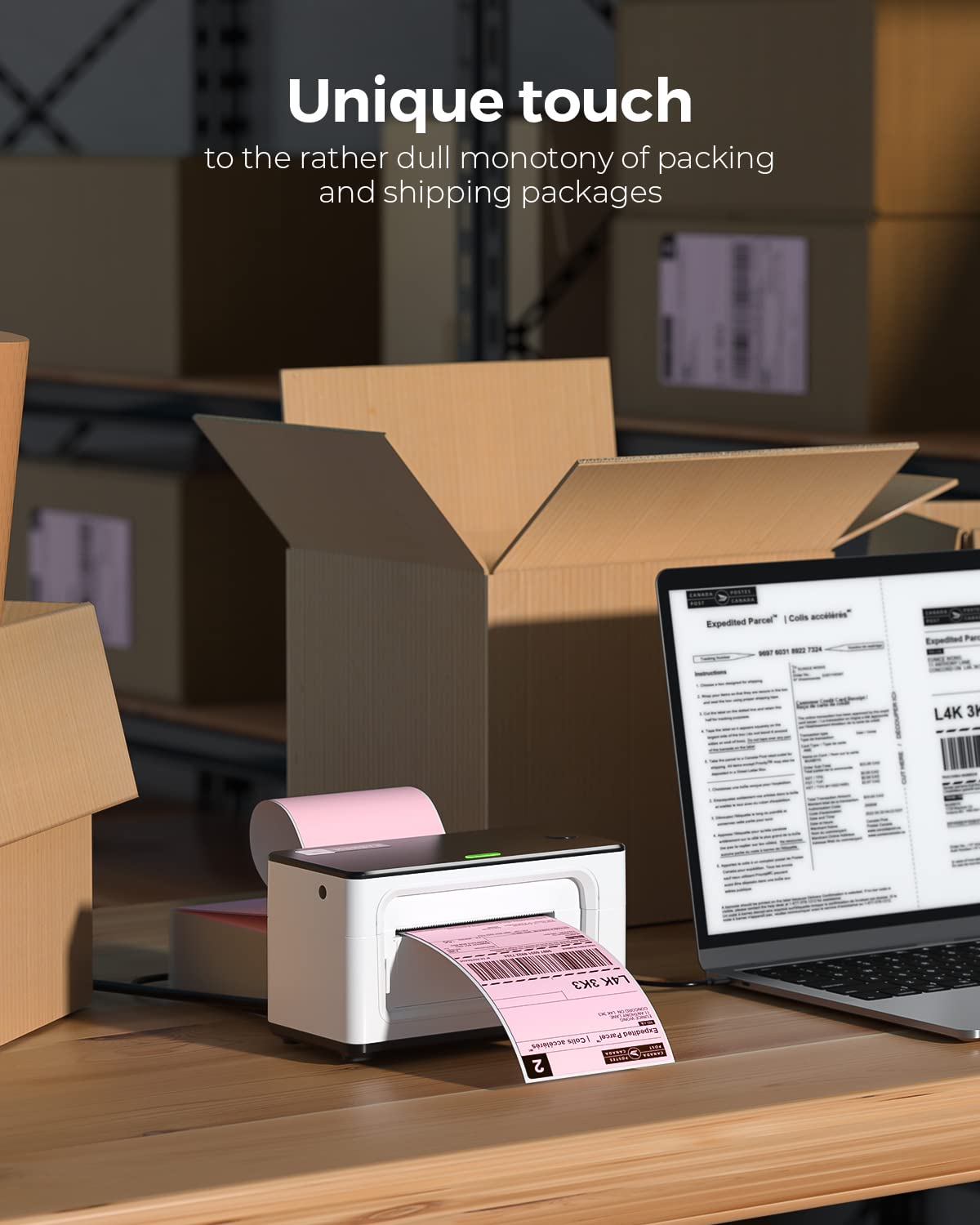 MUNBYN 4x6 Direct Thermal Labels, Fanfold Shipping Label Paper for Thermal Printer, Pack of 1000 Permanent Adhesive Labels for Shipping Packages