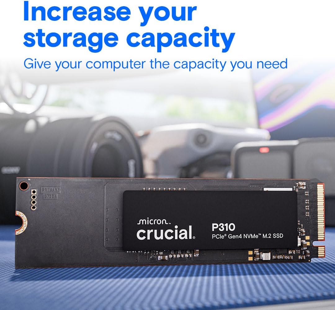 Crucial P310 2TB SSD M.2 2280 NVMe PCIe Gen4, Up to 7,100MB/s, Laptop & Desktop (PC) Compatible, Internal Solid State Drive - CT2000P310SSD801