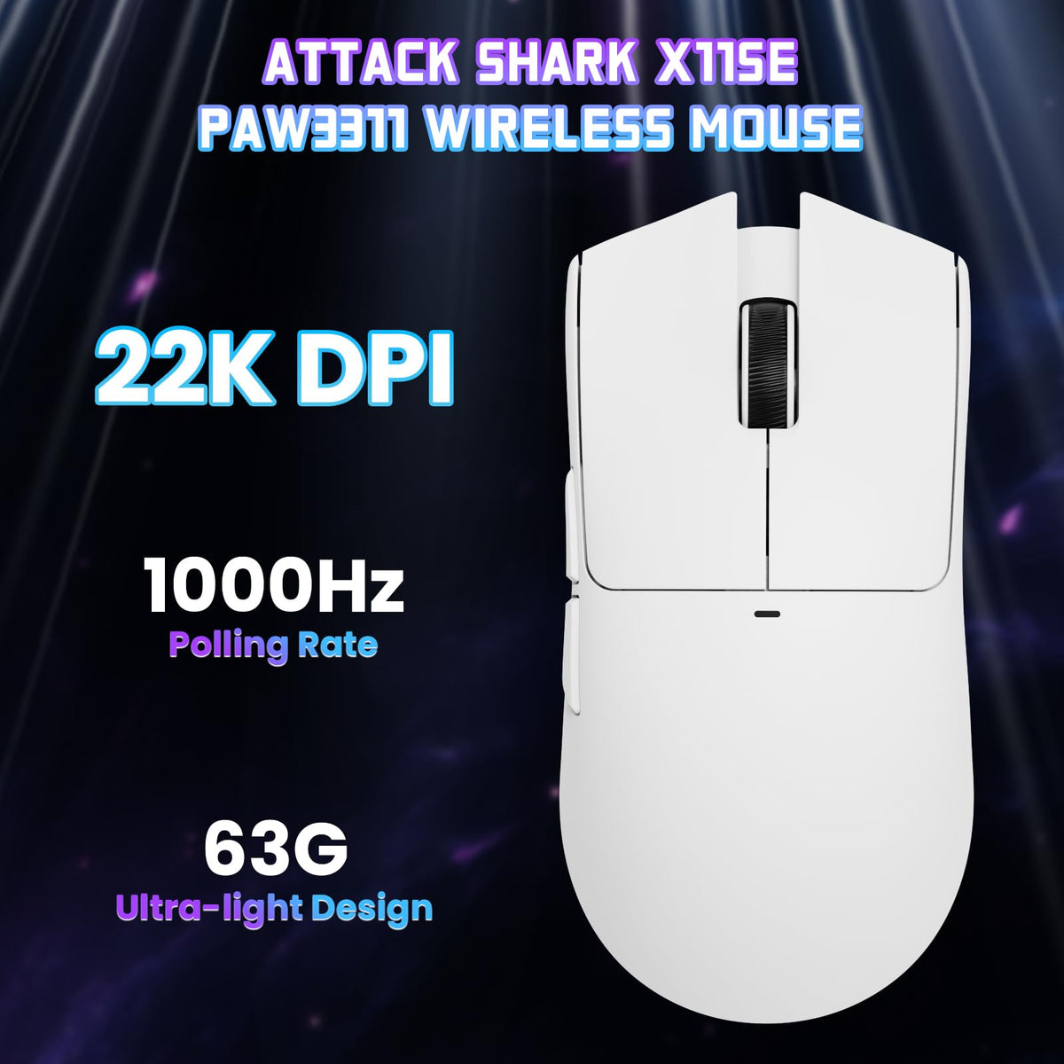 ATTACK SHARK X11SE Wireless Gaming Mouse, 63g Superlight With PixArt PAW3311 Sensor, 22000 DPI, Tri-Mode BT/2.4Ghz/Wired, 1000Hz Polling rate, 300mAh Battery, Dual Driver, for PC/PS/Mac (Berry Red)