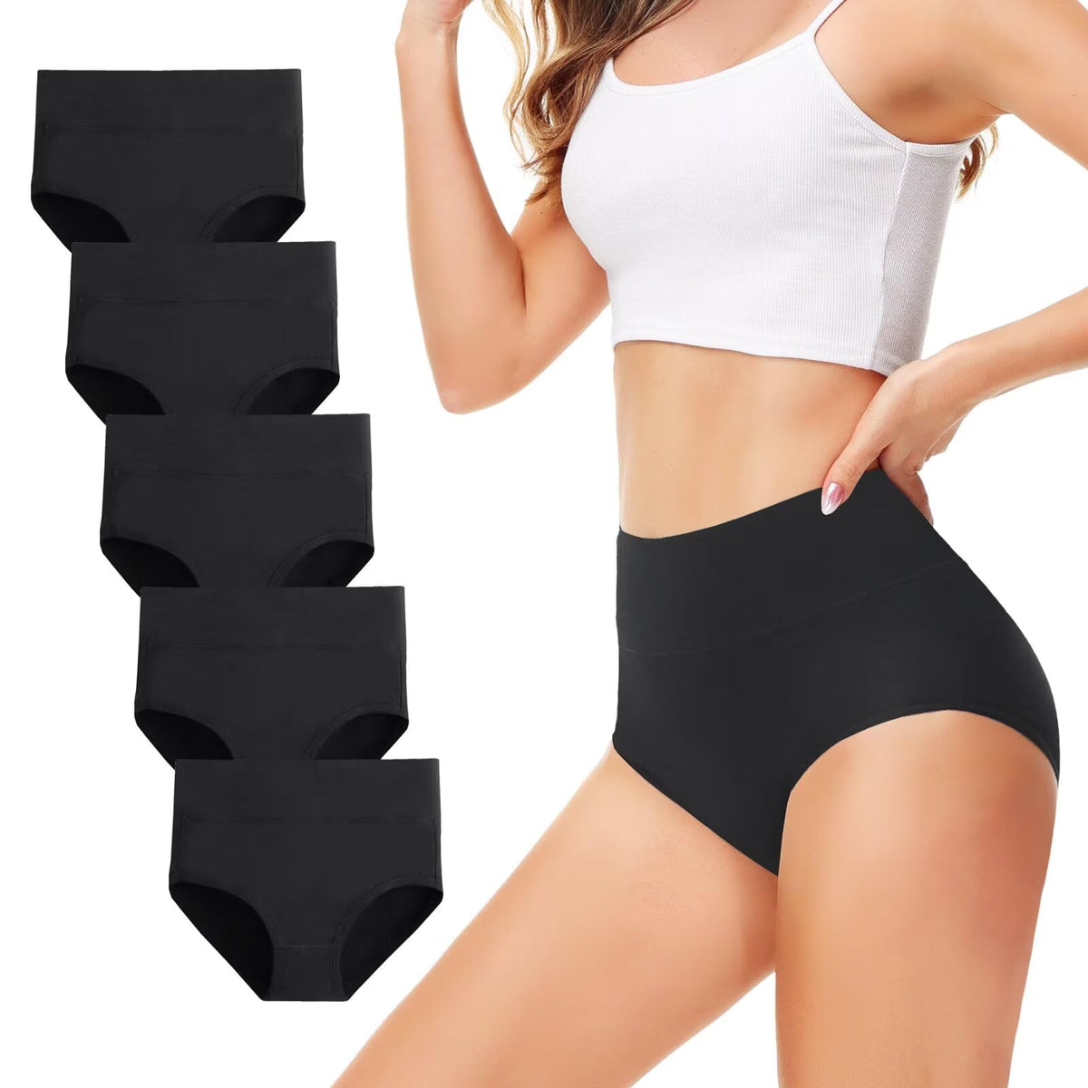 Underwear Women High Waisted Knickers for Women 5 Pack Full Briefs