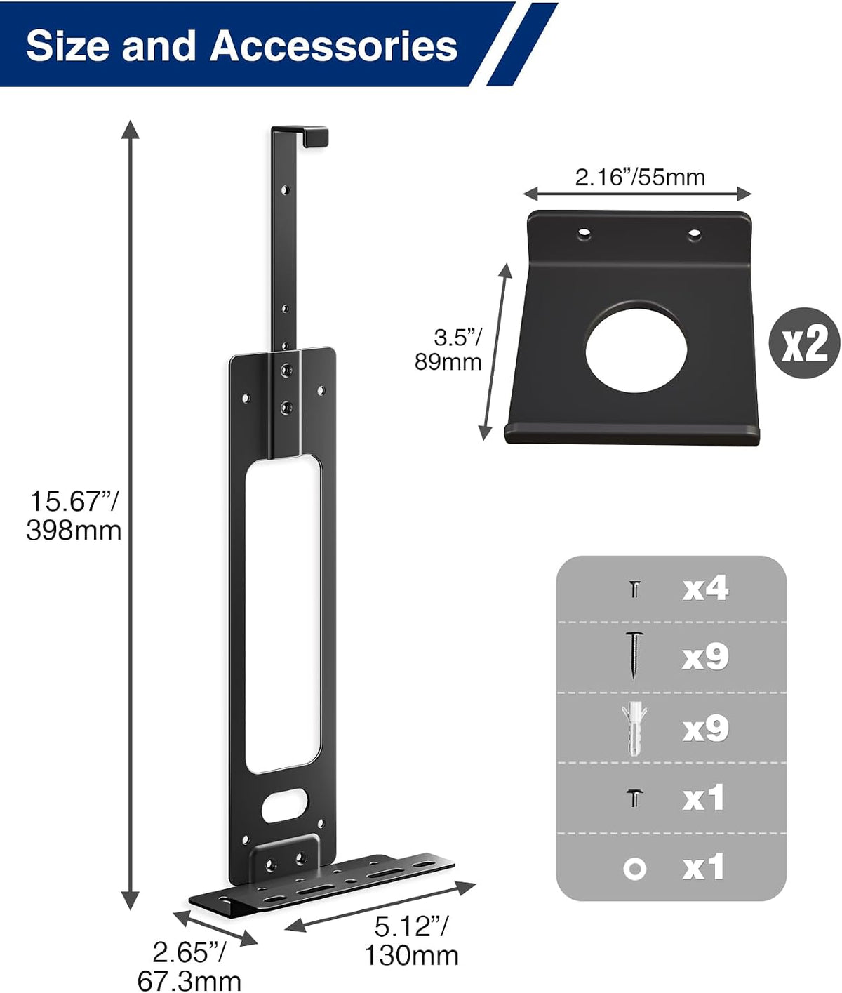 Console Holder Wall Mount for PS5:Gaming Stand for PlayStation 5 and 2 Controller Stand Kits Black