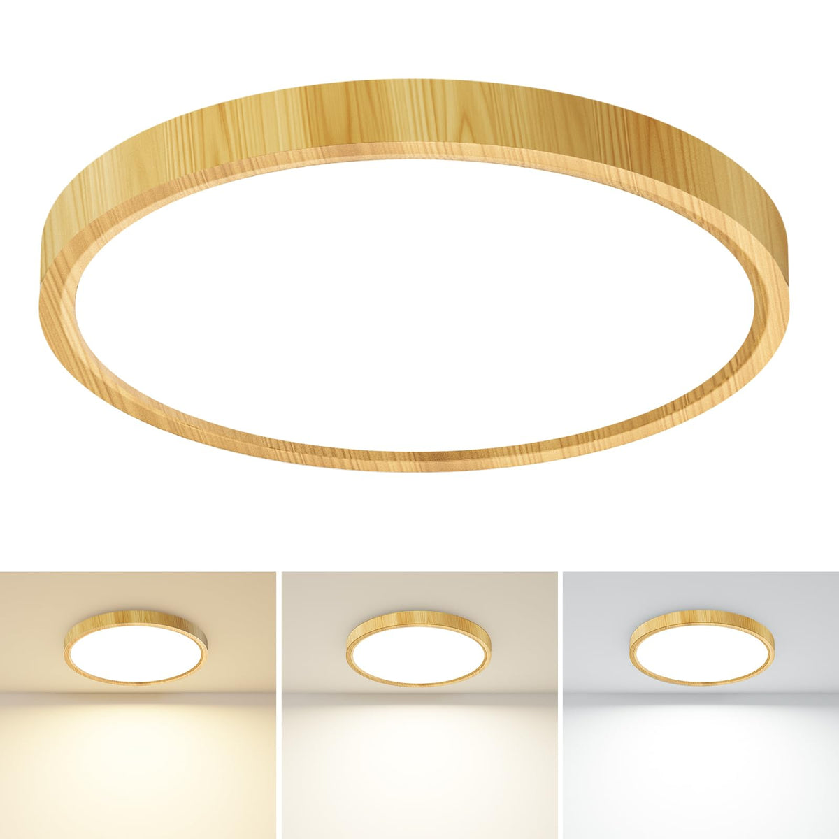 slochi Bathroom Light, 3000K/4000K/6500K 3 Color Temperature, Waterproof, Round, Modern, Flush Ceiling Light for Bathroom, Kitchen, Bedroom, Hallway and MoreØ18CM(Gold)