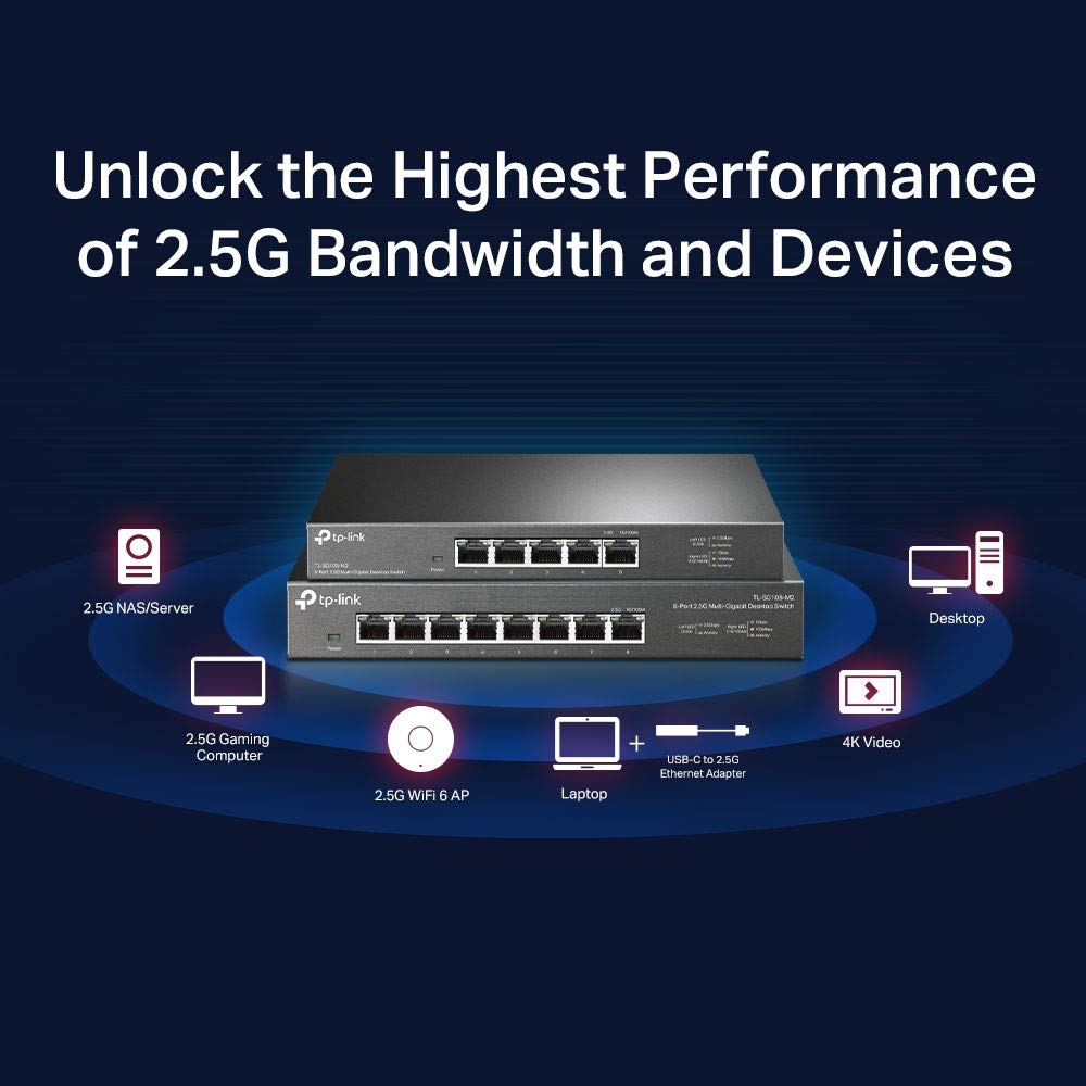 TP-Link TL-SG105S, 5 Port Gigabit Ethernet Network Switch, Ethernet Splitter, Hub, Desktop and Wall-Mounting, Sturdy Metal, Fanless, Plug and Play, Energy-Saving