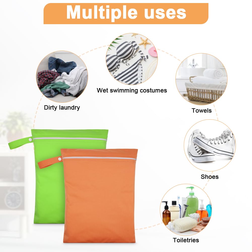 2PCS Wet Bags for Baby Items, Wet Swimsuits, Beach, Camping(Black)