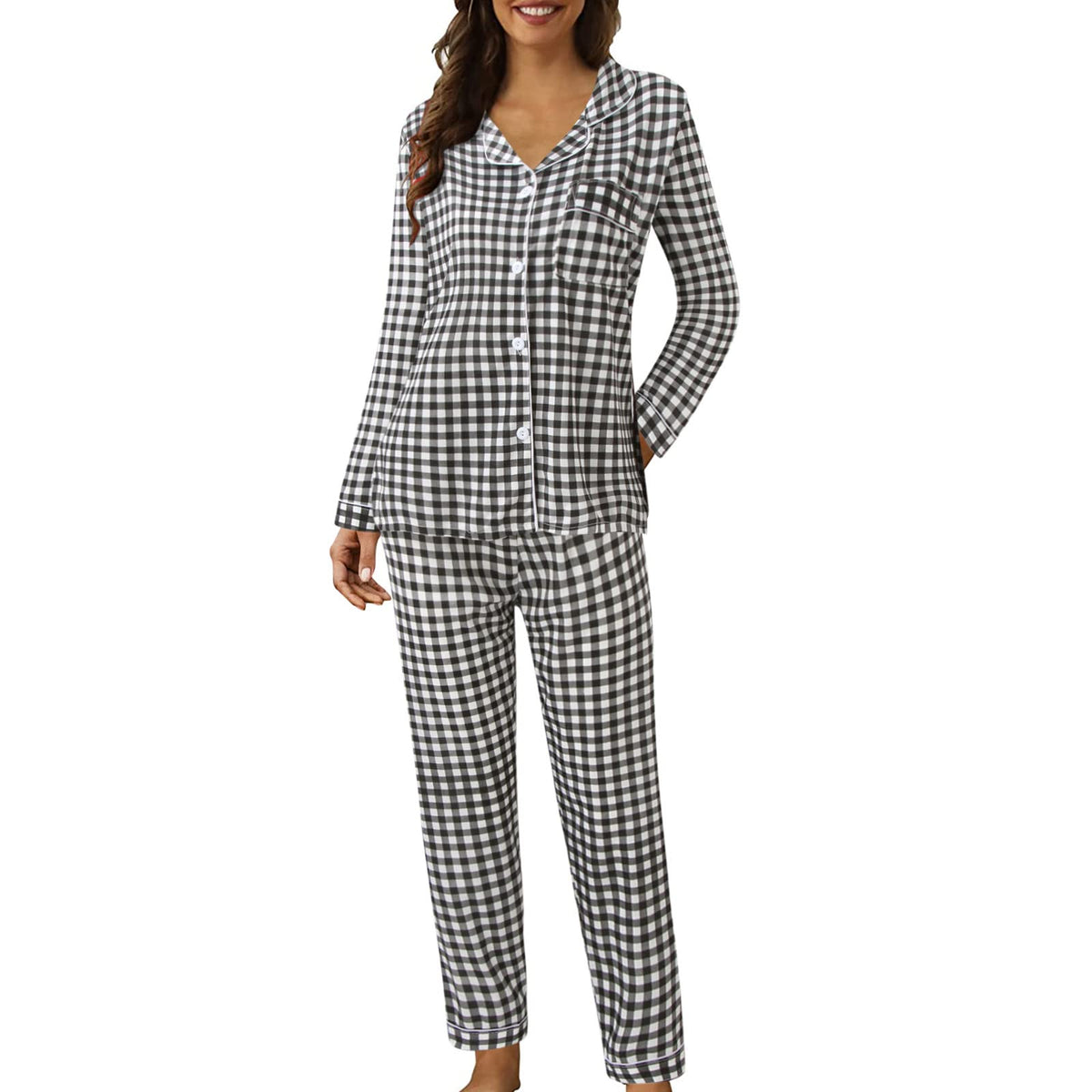 Pyjamas For Womens Women Pyjamas Set Lounge Wear Sets Matching Christmas Pjs Ladies Plus Size Co Ord Sets Autumn Nightwear Wide Leg Trousers Long Sleeve Comfort Nighties Fashion Fall Clothing Outfits