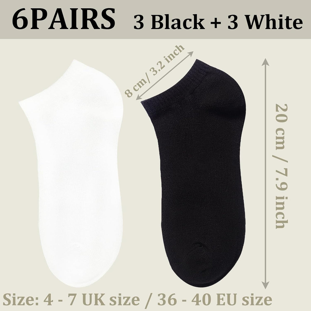 KEYRI 6 Pairs Ankle Socks Low Cut Trainer Socks