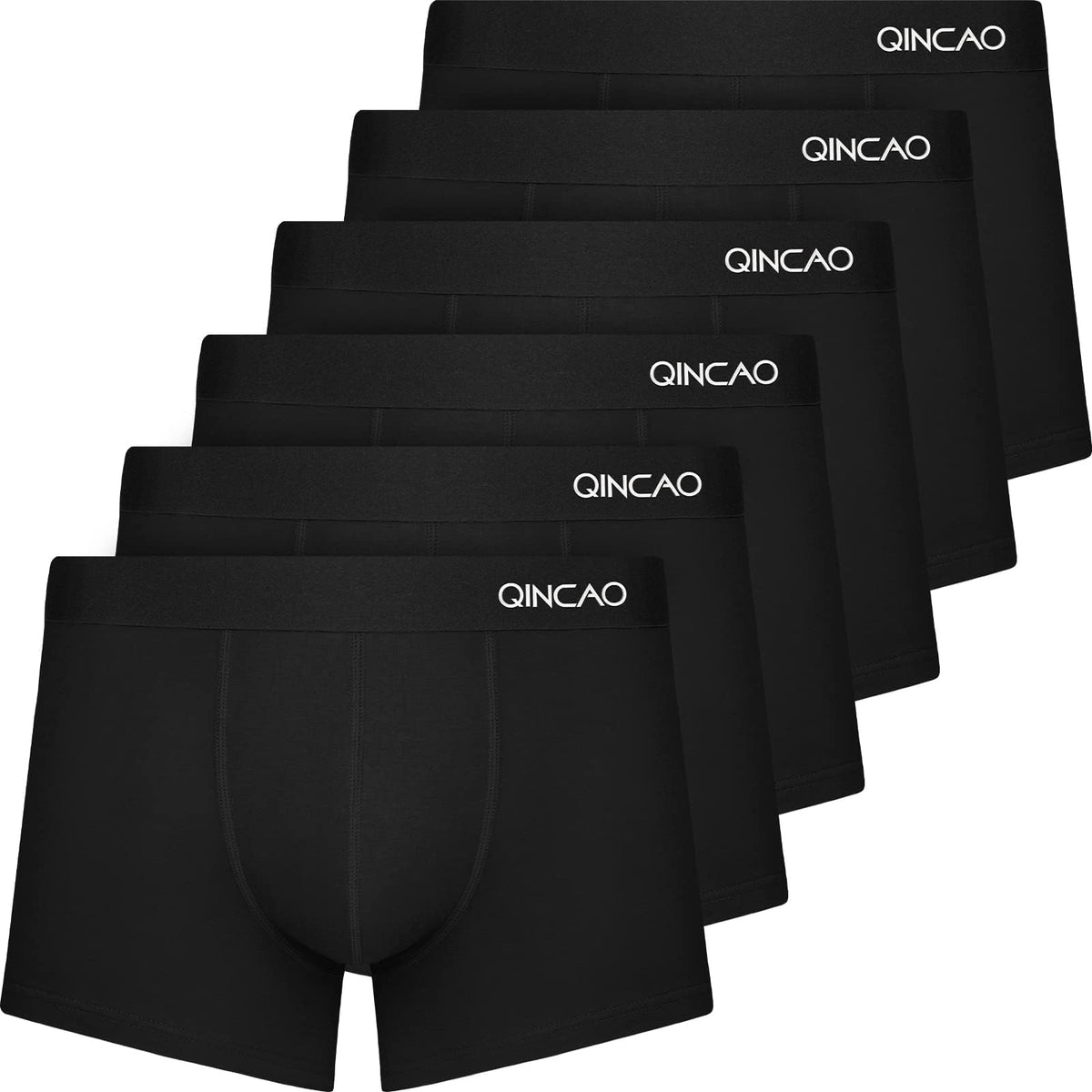 QINCAO Mens Boxers Briefs 6 Pack Combed Cotton Tagless Soft & Slim Fit