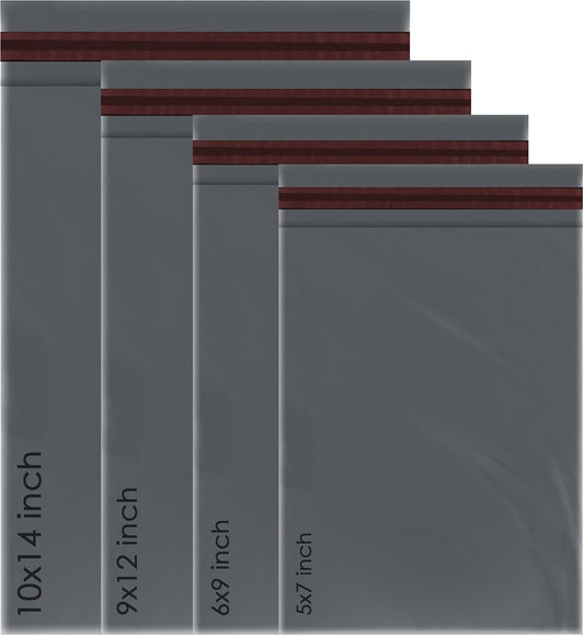 100 Assorted Mixed Grey Mailing Poly Postal Self Seal Bags 4 Sizes 25 from Each iSOUL Extra Small to Large Postage Packaging Assorted Mailers Posting Shipping Post Parcels Package Bags