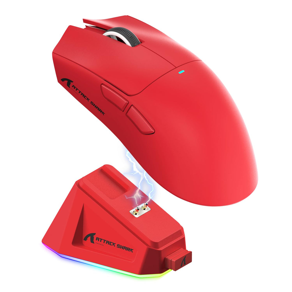 ATTACK SHARK X11 Gaming Mouse with Magnetic Charging Dock, PixArt PAW3311 Gaming Sensor, BT/2.4G Wireless/Wired Gaming Mouse with Mouse Grip Tape, 22000 DPI, Gamer Mice for Win11/Xbox/PS/Mac (Red)