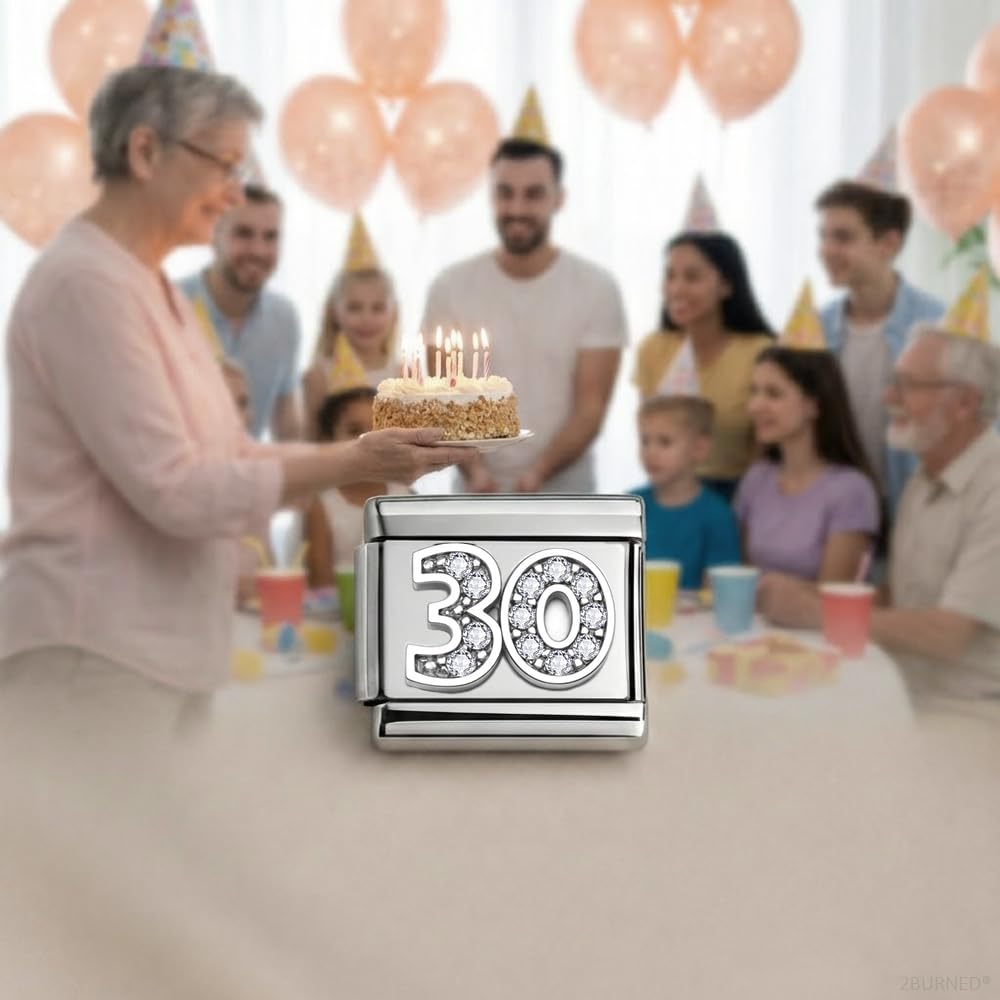 Italian Charm Link Number Birthday Milestones fit 9mm bracelet