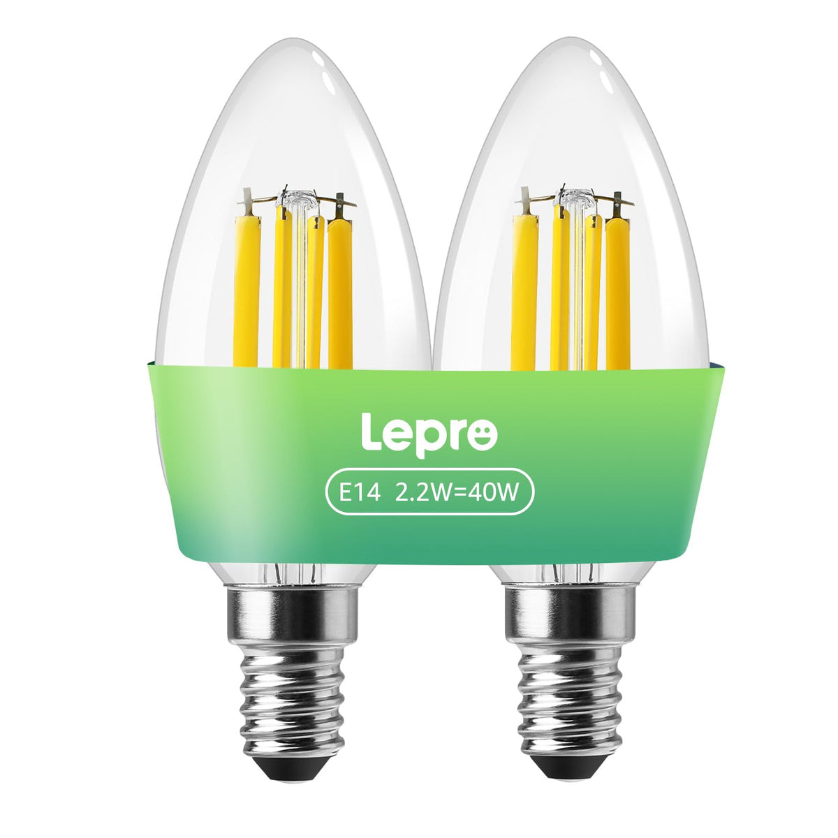Lepro E14 Golf Ball Bulb A-Rated, Warm White, 2.2W = 40W, 470LM, Pack of 2