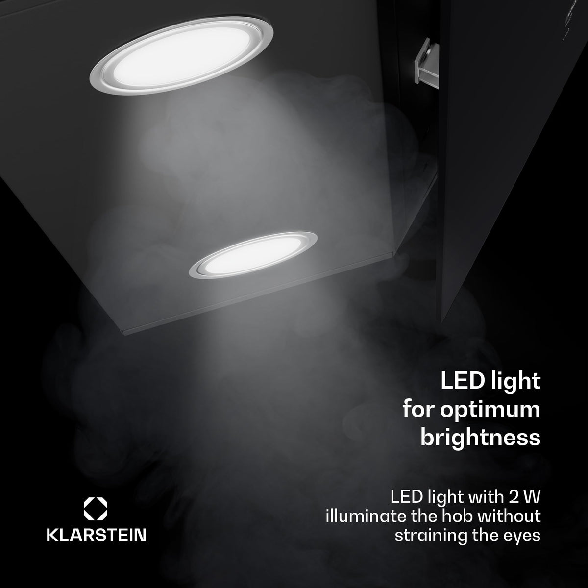 Klarstein Alina 90 Angled Cooker Hood - 615m³/h Air Flow, Touch Panel, LED Backlighting, Quiet 63dB, Energy Class A, 90cm Extractor Hood, Black