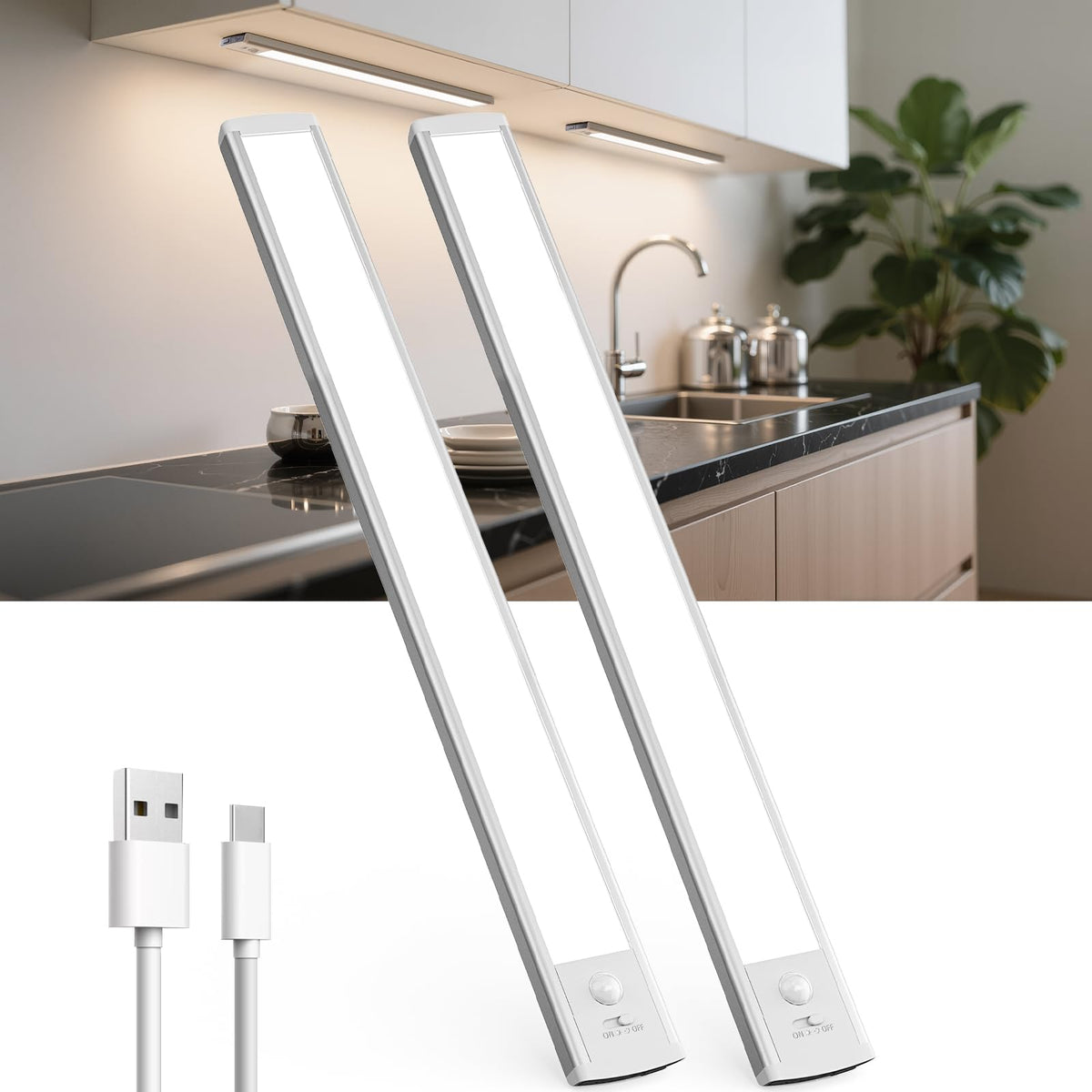 20cm Under Cabinet Kitchen Lights, Motion Sensor Lights Indoor