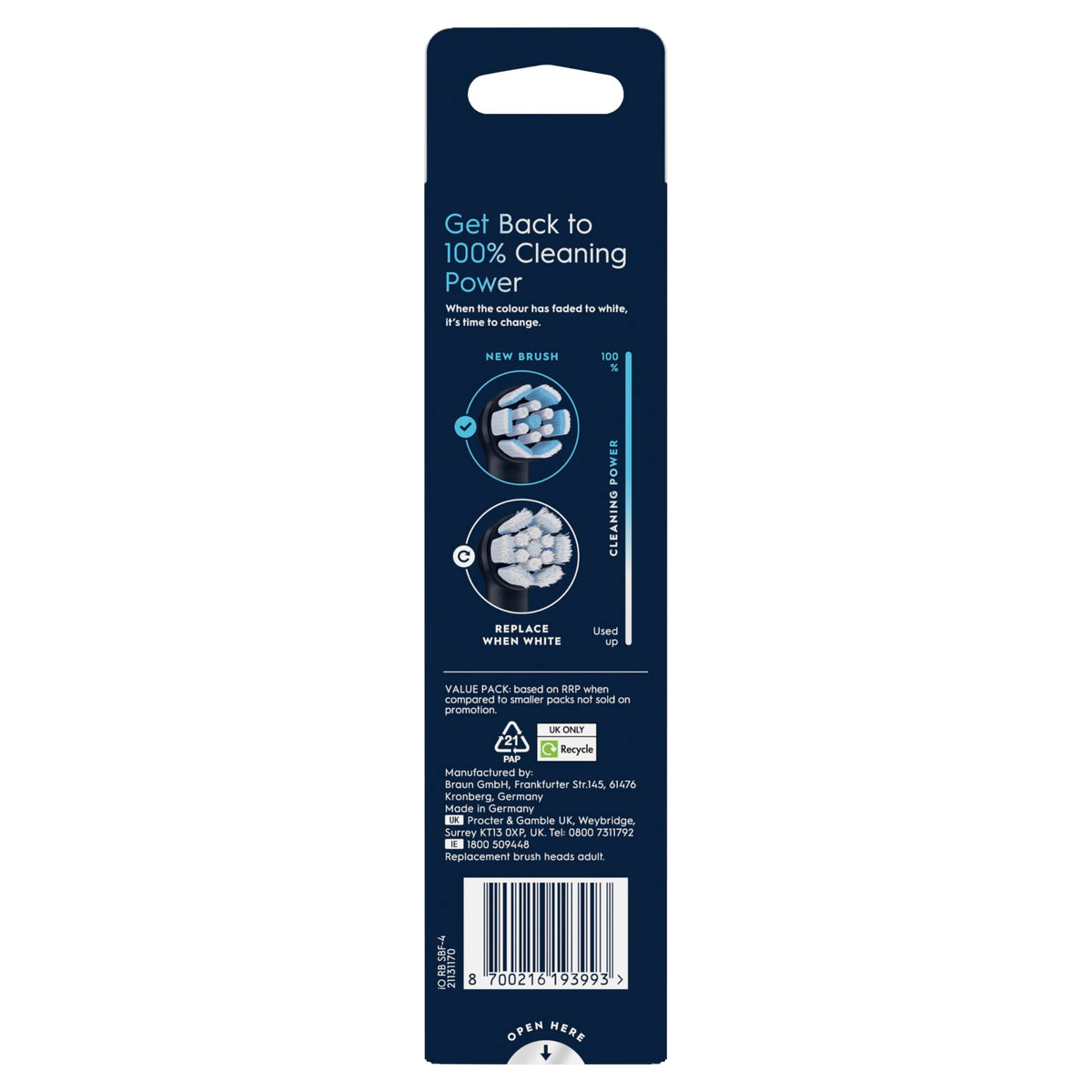 Oral-B iO Series Ultimate Clean Electric Toothbrush Brush Heads, 4 Count, White