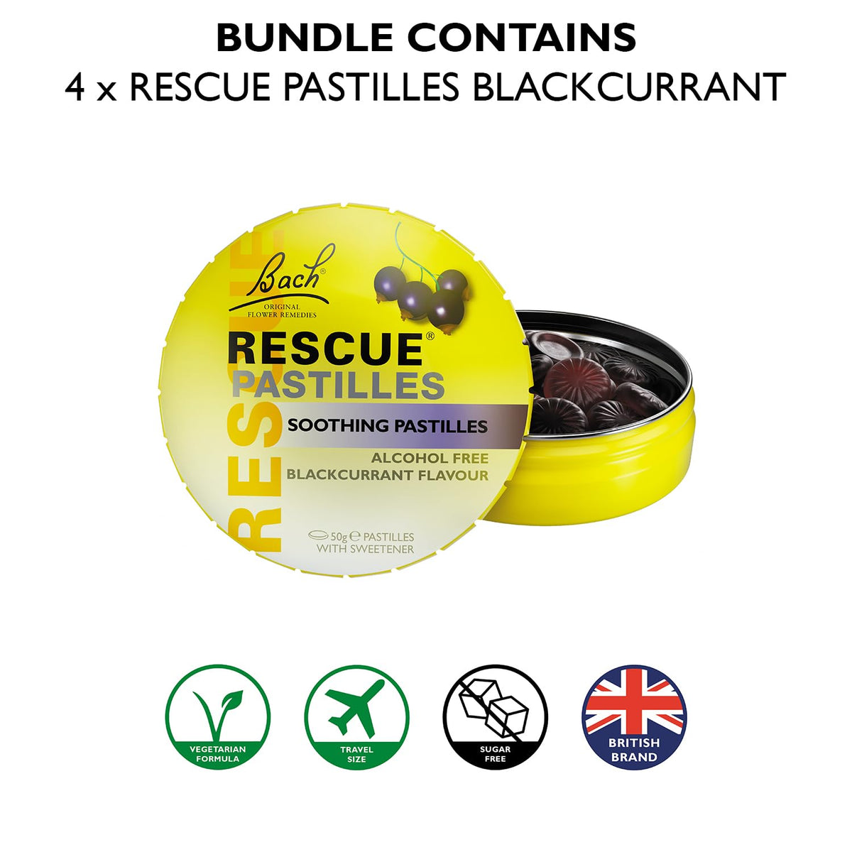 Rescue Remedy Pastilles | Orange & Elderflower Flavoured | Daily Support for Stressful Moments | Bach Original Flower Essences | Chewable Pastilles | 50g Travel Tin