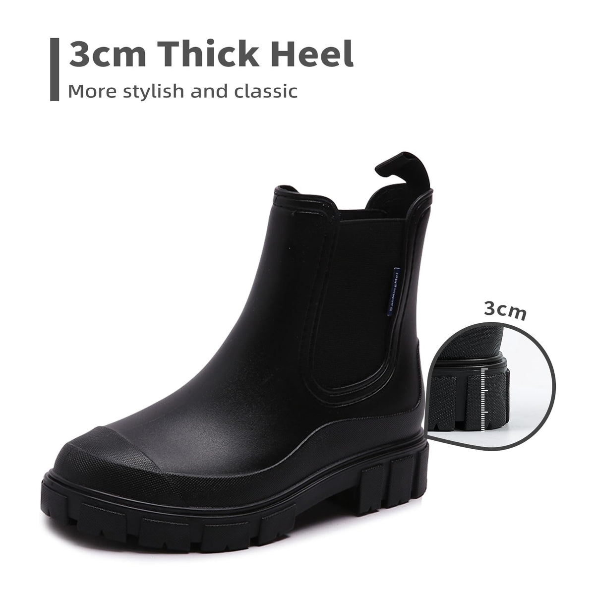 DRECAGE Wellies Boots Women Waterproof Short Chelsea Fashion Ladies Comfortable Rain Boots Outdoors Garden Walking